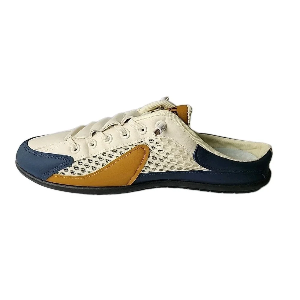 CACRUFEL VIP Mesh Breathable LaceUp Men's 12.5 Slip-On Sneaker‎ White Blue Brown